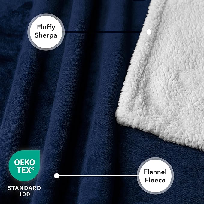 PetAmi Waterproof Dog Blanket for Couch, Large 60x40, Pee Proof Sherpa Fleece Reversible Pet Throw, Furniture Protector for Bed Sofa Kennel, Soft Washable Cover for Medium Dogs Cats, Navy Blue