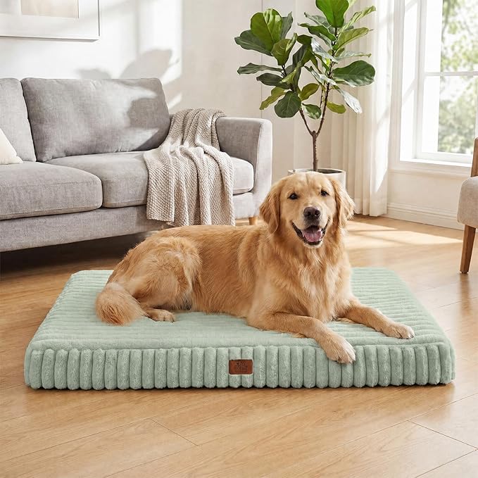 Orthopedic Dog Bed for Medium Dog, Waterproof Pet Bed,Non-Slip Bottom and Egg-Crate Foam with Removable Washable Cover Crate Bed,Green,30"x20"x3"