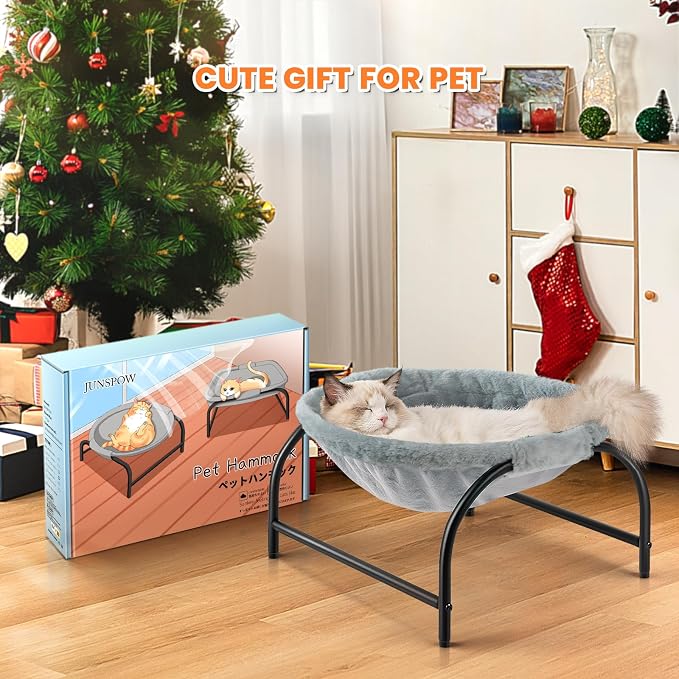 JUNSPOW Cat Bed Dog Bed Pet Hammock Bed Kitty Sleeping Cat Supplies Pet Supplies Whole Wash Stable, Detachable, Breathable, Easy Assembly Indoors Outdoors, 16.9 in x 16.9 in x 9.5 in