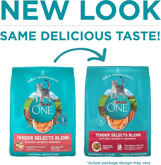 Purina ONE Natural Dry Cat Food, Tender Selects Blend With Real Salmon - 16 lb. Bag