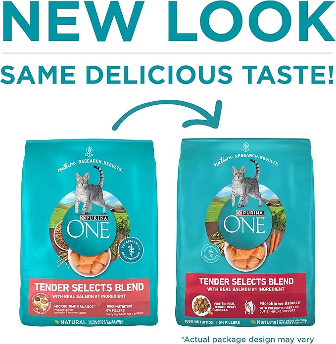 Purina ONE Natural Dry Cat Food, Tender Selects Blend With Real Salmon - 3.5 lb. Bag