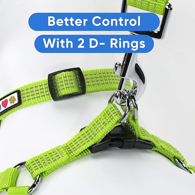 Pawtitas Reflective Step-in Dog Harness – Adjustable No-Pull Vest for Puppies to Seniors, Safe & Comfortable, M Green