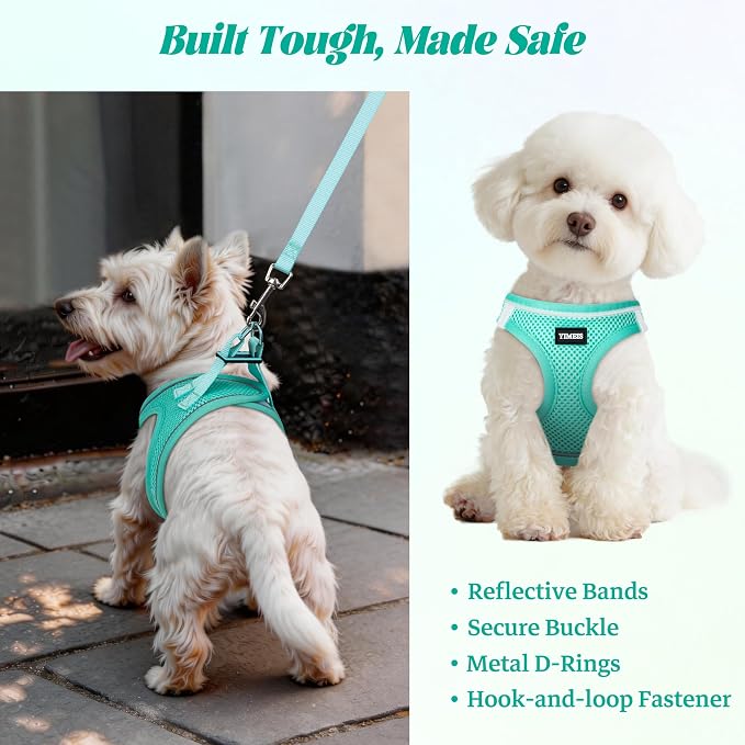 YIMEIS Dog Harness and Leash Set, No Pull Soft Mesh Pet Harness, Reflective Adjustable Puppy Vest for Small Medium Large Dogs, Cats (Tiffany Blue, Small (Pack of 1)