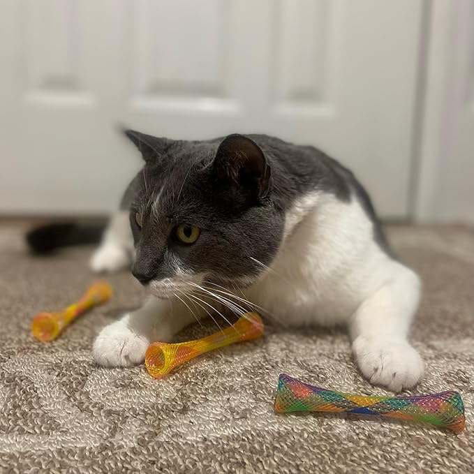 SPOT Kitty Fun Tubes Cat Toy with Catnip Inside | Bouncy Interactive Mesh Toy for Cats and Kittens to Bite, Swat and Chase | 3 Pieces
