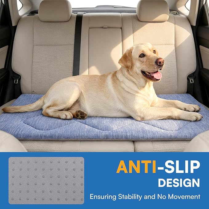 Queenmore Cooling Dog Mat for Dogs, Washable Dog Cooling Mat Indoor Outdoor, Non-Slip Portable Kennel Puppy Bed for Summer, Keep Your Pet Cool (Blue Diamond, Large(35" x 27"))