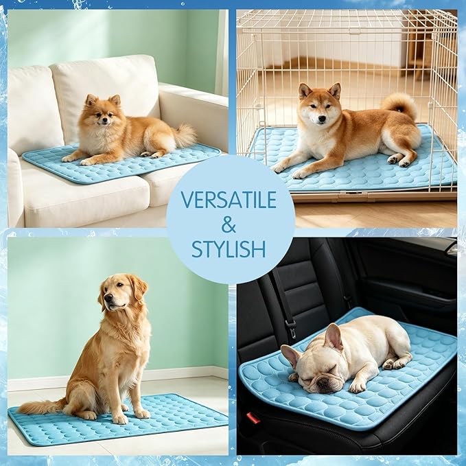 Cooling Mat for Dogs & Cats, Q-Max>0.4 Washable Cooling Pad for Small, Medium, Large & XL Pets, Portable Non-Slip Indoor & Outdoor Cooling Dog Bed Mat for Floor, Sofa, Car Seat, Crate, Kennel
