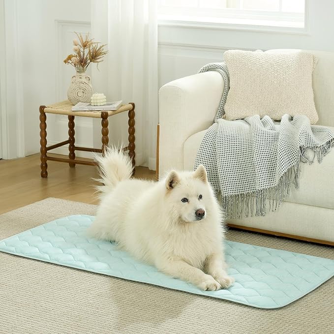 COZY KISS Dog&Cat Cooling Couch Cover, 27.5x47.0 Inch Waterproof Pet Pad, Q-Max > 0.4 Cool-Tech Fabric, Green
