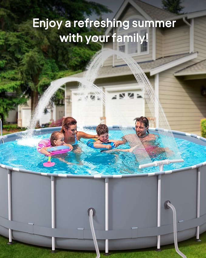 POOLHOUR 2026 Height Upgrade Pool Fountain - Dual Spray High-Pressure Adjustable Waterfall Sprinkler Cooler for Above-Ground & Inground, 360° Cooling Jet & Relaxation Features,White