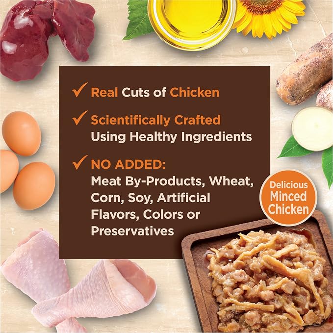 Wellness CORE Tiny Tasters Minced Adult Wet Cat Food, Natural, Protein Rich, Grain Free, Chicken Recipe, 1.75 oz, Pack of 12 Pouches