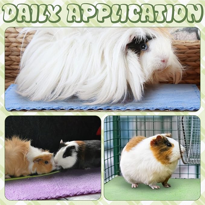 24 Pcs 24 Pcs Guinea Pig Fleece Bedding Blankets Bulk Washable Small Animal Fleece Cage Liners Pet Wash Cloth Sleeping Mat Cover for Hamster Chinchilla Rabbit Hedgehog (12 x 12 Inch,Multicolor)