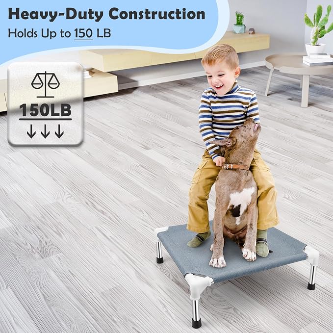 Elevated Dog Bed for Small Dogs, Outdoor Cooling Dog Bed Cot for Small Pets, Indoor Detachable Raised Dog Bed with Non-Slip Feet(20" L x 20" W x 6.5" Th)