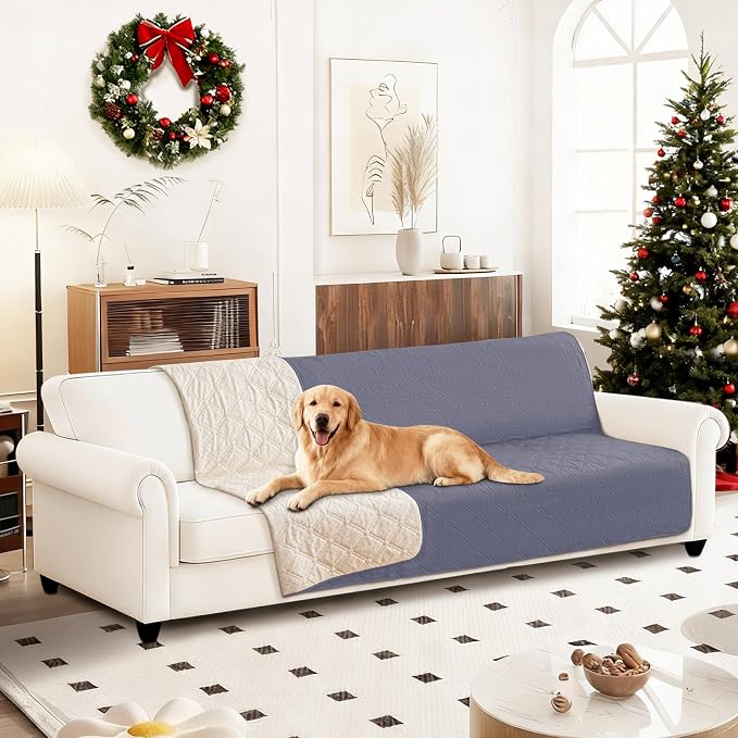 Waterproof Dog Bed Cover, Non-Slip Dog Blanket for Couch, Couch Covers for Dogs Washable, Pet Blanket for Furniture, Pet Bed Mat for Sofa, Car, Pet Supplies (82x82 Inch, Grey Blue)