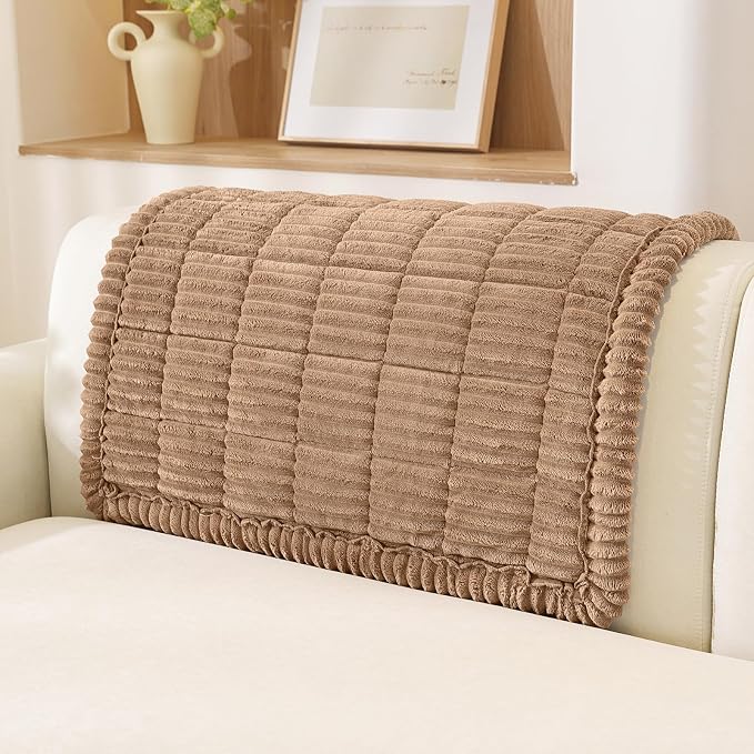 OstepDecor Couch Cover for Dogs, Washable Non Slip Sofa Cover for Pets, Soft Couch Covers for Sofa, Loveseat and Sectional, Furniture Protector Against Pet Hair & Scratches (35.4" x 35.4", Brown)