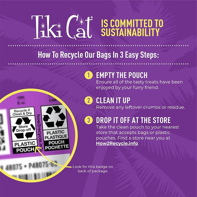 Tiki Cat Soft & Chewy Treats, Chicken Flavor, 3 Calories Per Treat with Grain-Free and No Added Gluten, 6 oz Pouch (Pack of 1)