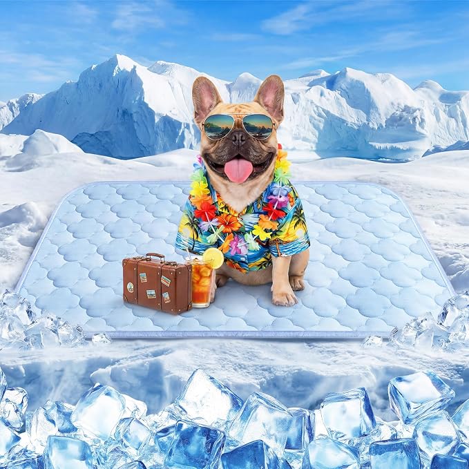 Pet Cooling Mats for Dogs, Cooling Pet Bed Outdoor & Indoor Use with Ice Silk Fabric & Waterproof Cover, Summer Cool Pad for Dogs Cats 29" x 18", Non-Slip Washable Pet Blanket for Crate Kennel Travel