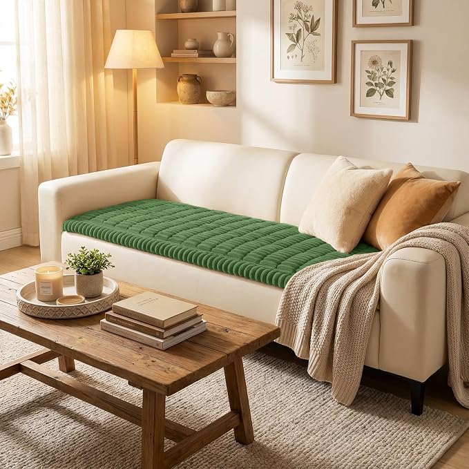 Smiry Couch Cover for Dogs, Non Slip Washable Sofa Protector for Pets, Soft Furniture Cover for Pet, Stylish Sofa Covers, Cozy Protect Against Fur, Dirt & Everyday Messes (Olive Green, 27.6" x 47")