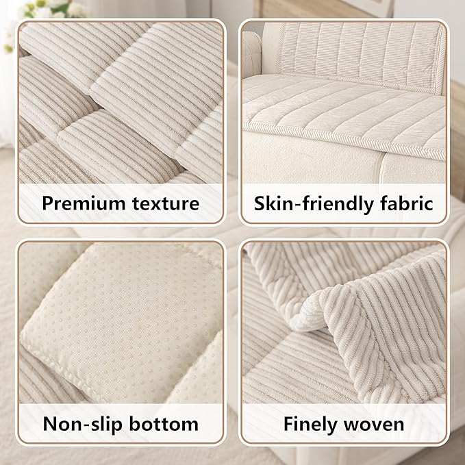 Premium Washable Couch Cover for Dogs, Non Slip Sectional Sofa Protector for L Shape Couch,Dog Couch Cover for Waterproof(1PC/27.6"x94.5",White)