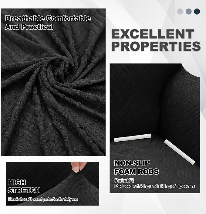 YEMYHOM Couch Cover Latest Jacquard Design High Stretch Extra Large Sofa Covers Pet Dog Cat Proof Oversized Slipcover Non Slip Magic Elastic Furniture Protector (X-Large, Leaf Patten Black)