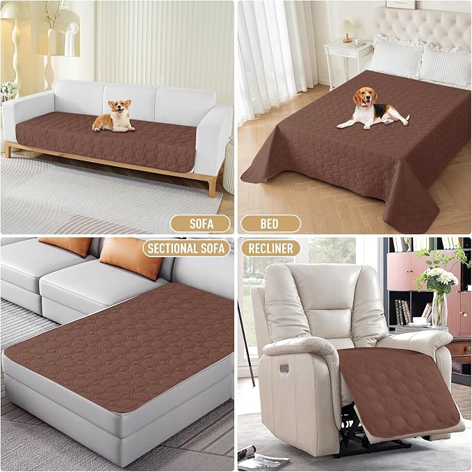 ZNSAYOTX Ultimate Cozy Blankets (30"x70") 100% Waterproof Sofa Mat Blanket for Dog Pets, Bed Couch Protector with Non-Slip Back Washable Durable, Pee Scratch Proof Easy to Clean (Coffee)