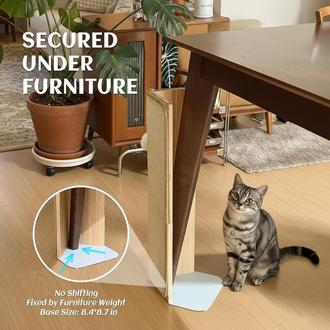PETKARAY Under-Furniture Cat Scratcher, 23.6'' Sisal Scratching Post for Couch Corner, Furniture Protector Scratch Pad for Sofa with Toy Ball