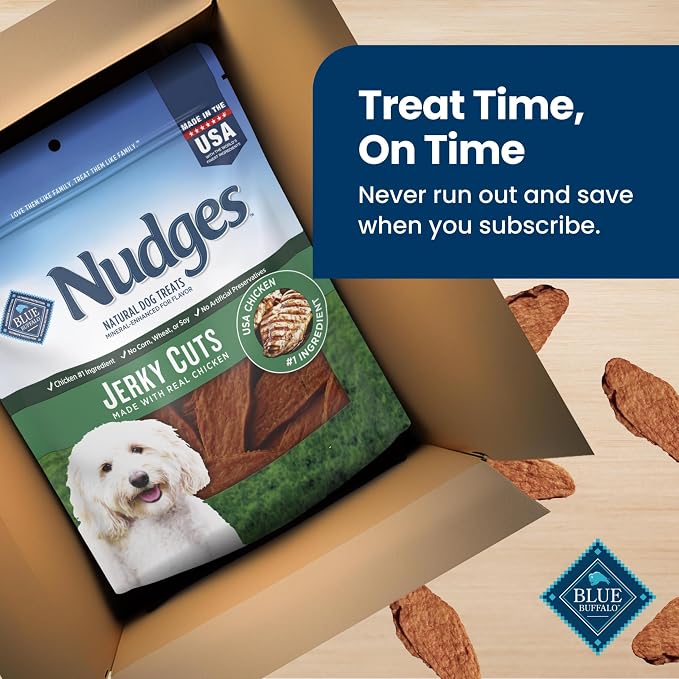 Blue Buffalo Nudges Jerky Cuts Dog Treats, Made in the USA with Natural Ingredients, Chicken, 10-oz Bag