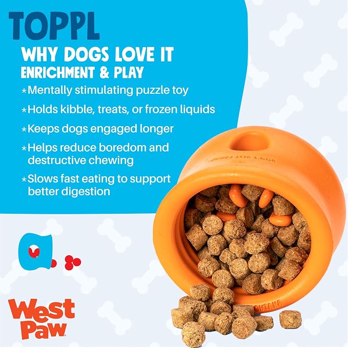 WEST PAW Zogoflex Toppl Interactive Treat Dispensing Puzzle Dog Toy for Mental Stimulation & Enrichment-Holds Kibble & Treats-Lickable, Freezable & Dishwasher Safe-Made in USA-XL-Granny Smith Green