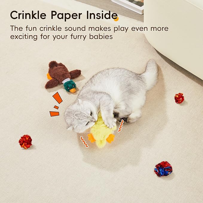 Potaroma Cat Toys Catnip Crinkly Sound 2 Pcs, Mess-Free Stuffless Kitten Toy, Durable Feline Bite Interactive Kicker Toys for Cat Indoor Exercise 6.5 Inches