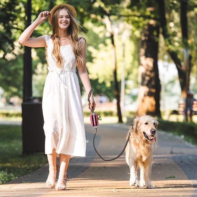 Dog Poop Bag Holder for Leashes - Dog Poop Bag Dispenser and Treat Holder with 2 Waterproof Pouches for Pet Waste Bags and Walking Accessories + 1 Free Roll - Leashrr 2.0 (Blue)