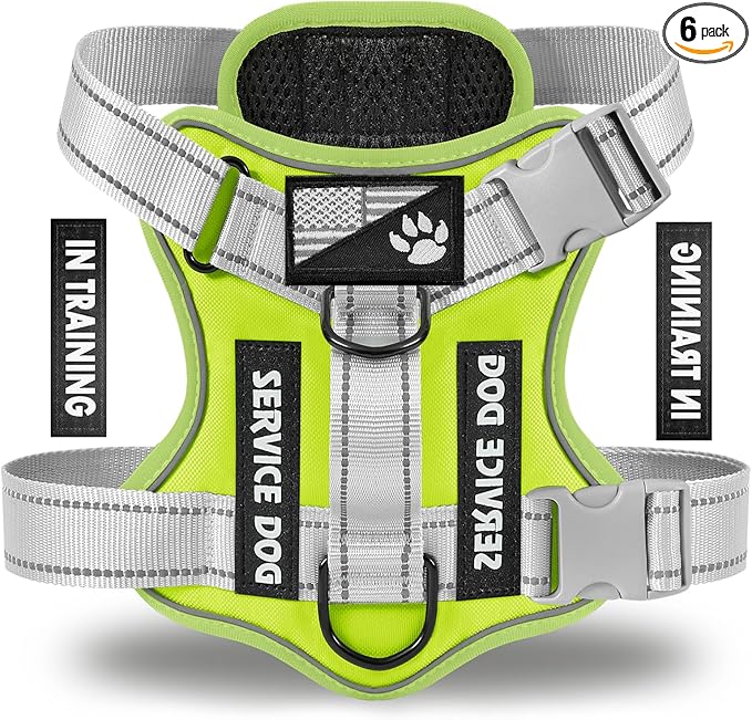 Service Dog Harness, Reflective Dog Vest Harness with 5 PCS Patches, Adjustable Soft Oxford Pet Harness, Inner Layer Mesh, Easy to Control for Small Medium Large Dogs