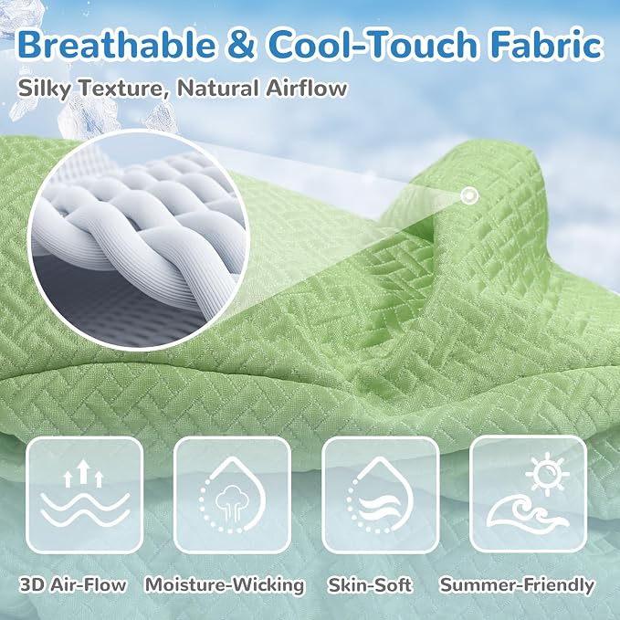 YAEM Cooling Human Dog Bed, 71"x45"x12" Breathable Human Size Dog Bed for Adults, Waterproof Giant Pet Beds with Washable Cover & Non-Skid Bottom, Pale Green