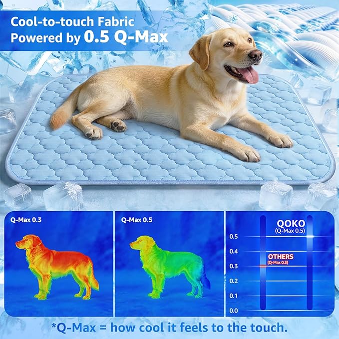Cooling Mat for Dogs and Cats 24" x 18", Premium Pet Cooling Bed Indoor Outdoor with Waterproof Cover & Ice Silk, Summer Cool Pad for Puppy Kitty, Non-Slip Washable Pet Blanket for Crate Kennel
