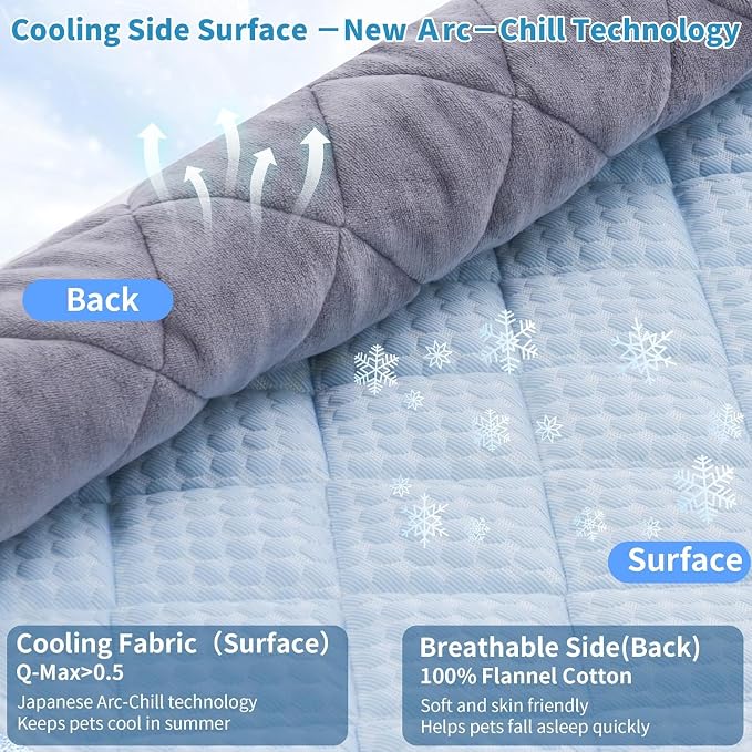 Cooling Mat for Extra Large Dogs, 51"x 37.5" Thick & Durable Dog Cooling Mat, Q-MAX>0.45, Double-Sided Cooling Pet Pad, Portable & Washable Dog Cooling Mat for Crate, Couch & Car