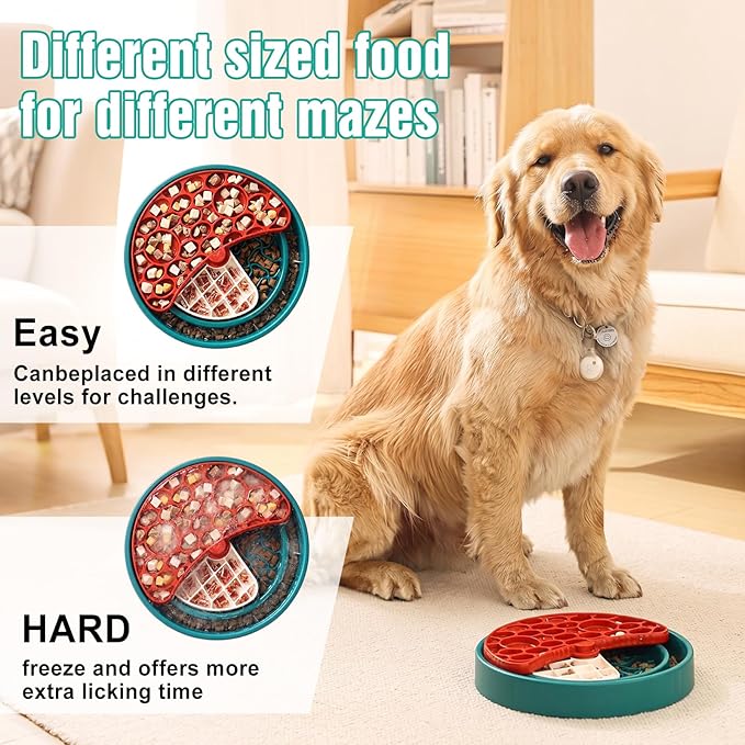 3-Level Slow Feeder Dog Bowl – Anti-Slip Interactive Feeder for Healthy & Calmer Eating, Reduces Boredom and Anxiety, Designed as Treat Puzzles for Small Medium & Large Dogs
