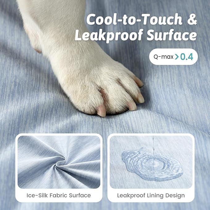 COZY KISS Cooling Dog Bed for Small Dogs, 30"x20" Orthopedic Foam Sofa with Bolster Sides, Q-Max >0.4 Cooling Technology, Cool Pet Bed with Removable Washable Cover, Blue