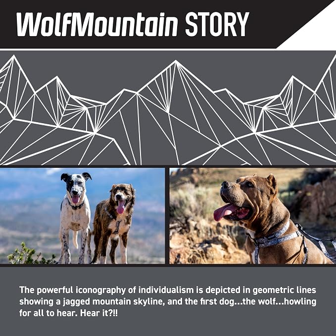 Wolfgang Heavy Duty Adjustable Dog Harness, Pull-Tested to Over 800 lbs for Walking & Training, WolfMountain Print, Medium