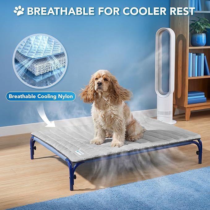 PetAmi Dog Cooling Mat, Q-Max Pet Cooling Blanket with Thick Cushioning, Self Cooling Pad for Dogs & Cats, Reversible Summer Mat for Crate, Couch, Kennel, Gray/Light Grey, Small (24x32)