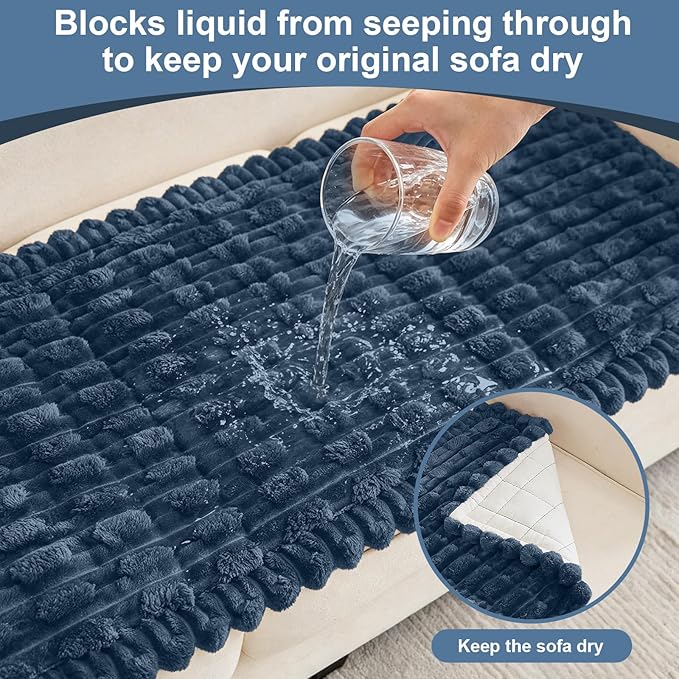 Waterproof Dog Couch Cover, Non Slip Pet Sofa Protector, Thick Fuzzy Couch Cover for Dogs, Machine Washable Furniture Protector, Scratch Resistant Pet Couch Mat(Berlin Blue, 28" x 83"/70 x 210cm)