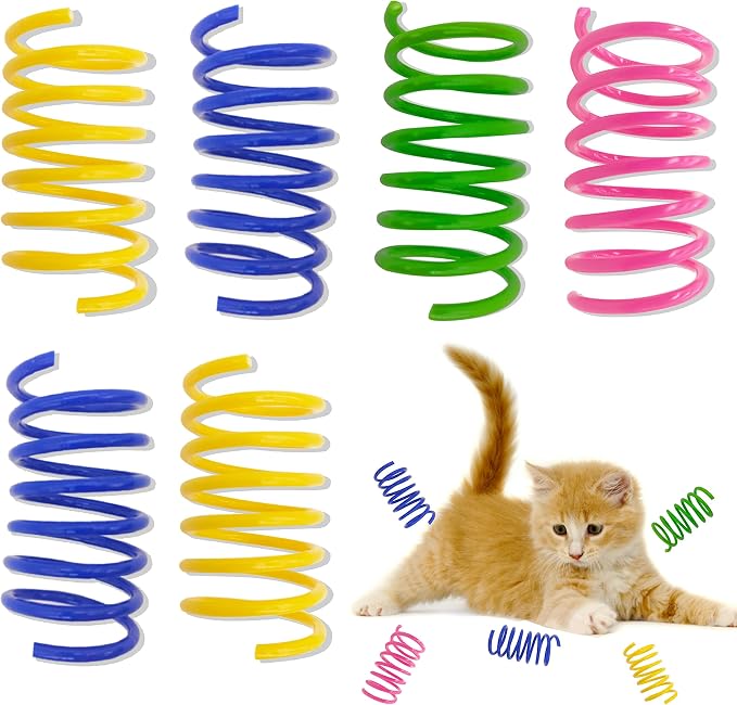 Cat Spring Toys 20 Packs Colorful Plastic Spring Coils Attract Cats to Swat, Bite, Cat Toys for Indoor Cats for All Breeds