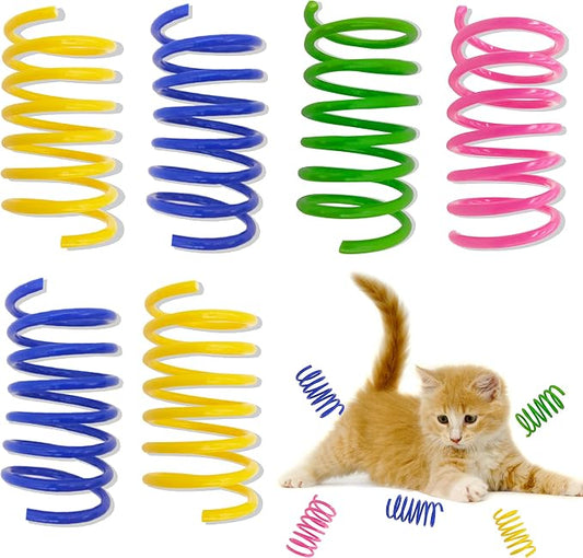 Cat Spring Toys 20 Packs Colorful Plastic Spring Coils Attract Cats to Swat, Bite, Cat Toys for Indoor Cats for All Breeds
