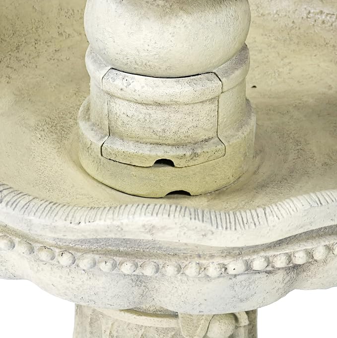 Sunnydaze 51-Inch 3-Tier Water Fountain – Electric Outdoor Fountain with Pineapple Top – Outdoor Patio & Garden Water Feature – Continuous Flow Pump with 6 ft Cord – White