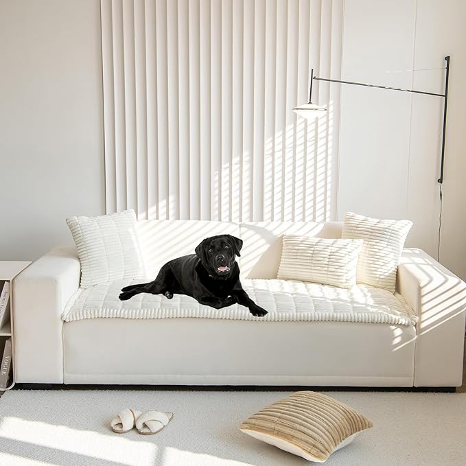 Mivnue Pet Couch Cover, Couch Covers for Dogs, Washable Dog Sofa Covers Couch Protector, Fuzzy Non Slip Couch Slipcover Pet Friendly (White, 27.6" x 70.9")