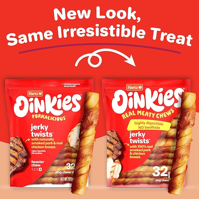 Oinkies Porkalicious Smoked Jerky Twists Dog Treats, 32pk