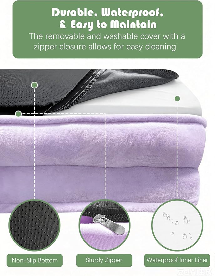 Spotted Play Orthopedic Dog Bed with Sides - Sofa Beds for Large Dogs, Supportive Foam Pet Couch Bed with Washable Removable Cover, Waterproof Lining and Non-Slip Bottom, Purple - L-Plus