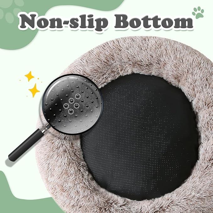 JOLLYVOGUE Dog Beds Large Sized Dog, Calming Anti-Anxiety Dog Bed, Fluffy Donut Cushion for Extra Large Pets (45")
