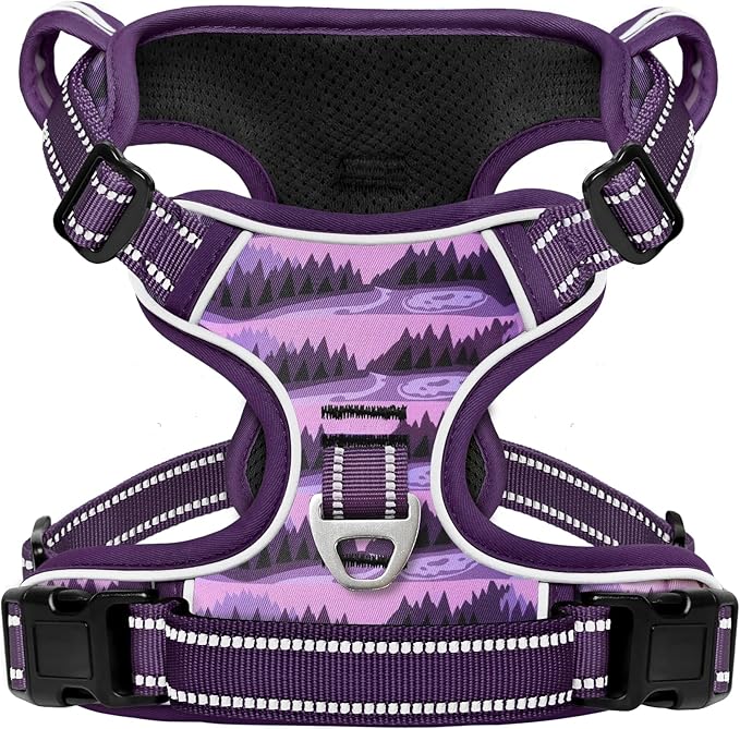 HEELE Dog Harness, No Pull Adjustable Padded Reflective Harness for Small Medium Large Dogs with Handle for Walking Training, Moon Night, M