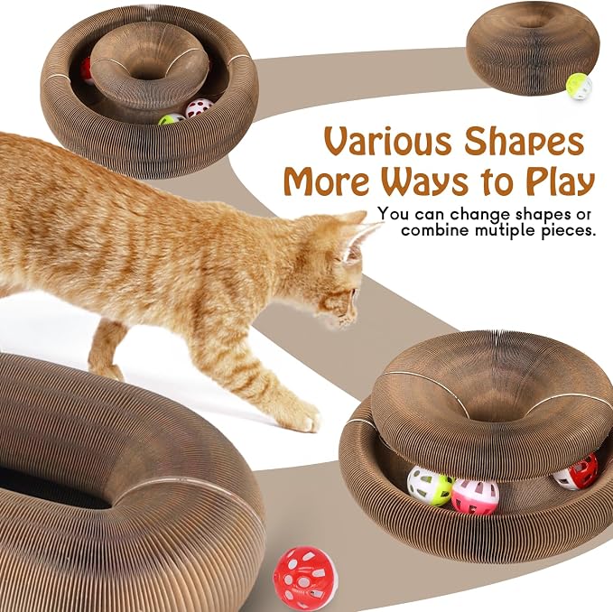2 Pack Magic Organ Cat Scratcher Board with 4 Bell Ball, Cat Ball Adventure The Ultimate Interactive Mental Physical Exercise for Indoor Cats Toy