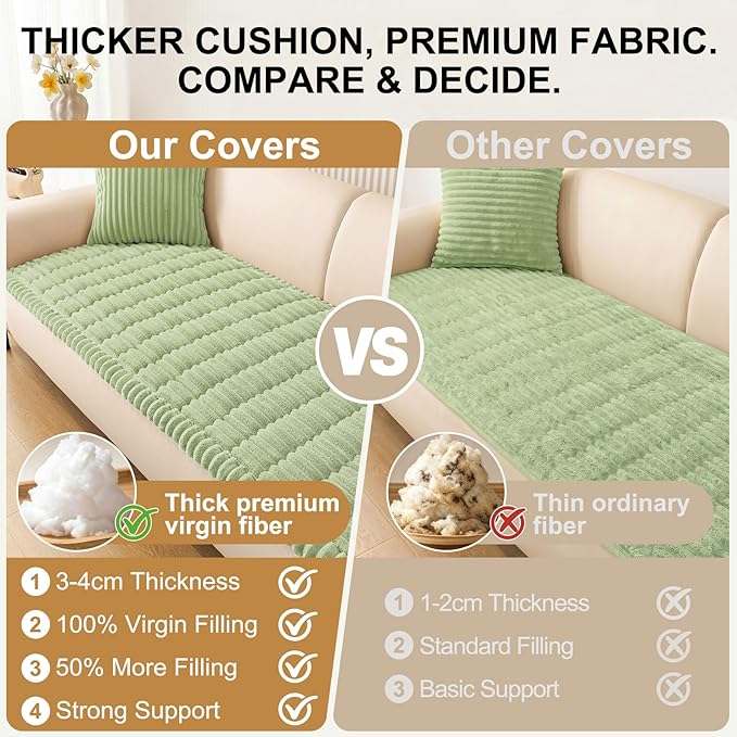 Smiry Couch Cover for Dogs, Non Slip Washable Sofa Protector for Pets, Soft Furniture Cover for Pet, Stylish Sofa Covers, Cozy Protect Against Fur, Dirt & Everyday Messes (Green, 27.6" x 88")