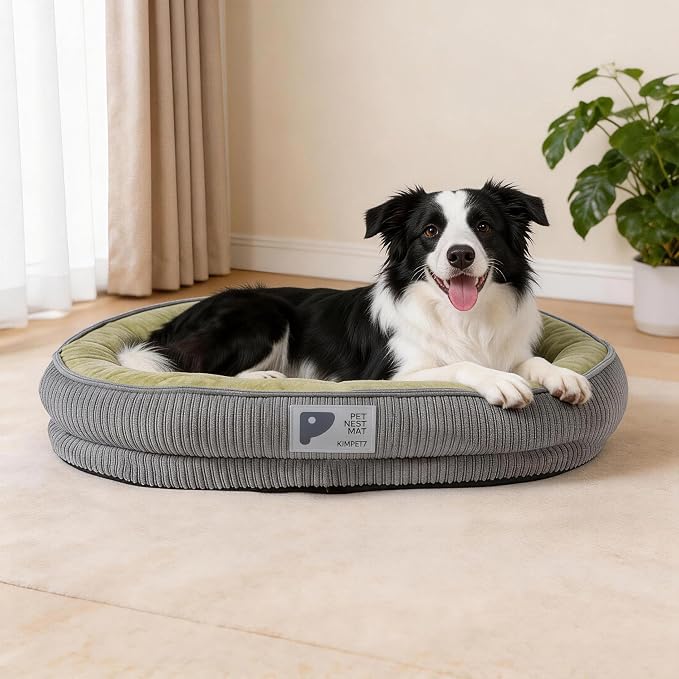 Washable Pet Dog Bed Large Sized Dog,Memory Foam Extra Large Calming Dog Cots Beds for Large Breed Dogs Crate Furniture,XL Dog Bed XXL Indoor Crate Mat with Detachable Bottom and Bolster Cushion