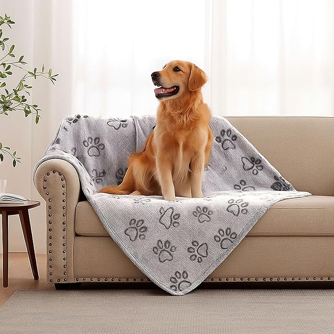 Dog Blankets for Medium Dogs, Cat, Premium Soft Dog Blankets for Small Dog Washable, Puppy Blanket Dogs Essentials for Puppies (2, Grey, 41" x 30")