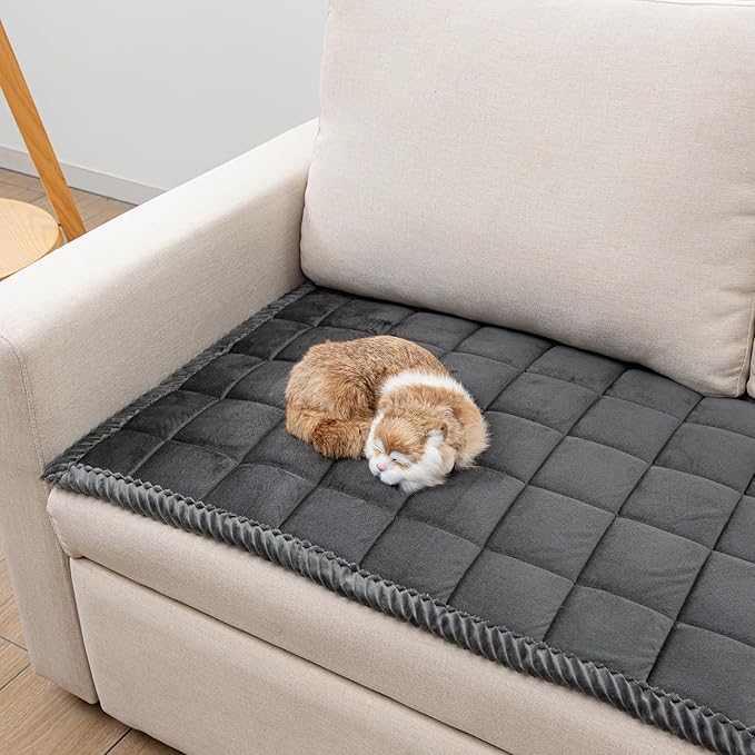 Couch Cover for Dogs Washable Pet Bed Fuzzy Pet Couch Covers Nonslip Couch Slipcover for Dogs, Kids, Pets Friendly Sofa Cover Loveseat Covers (Dark Gray, 21''x39''/Rectangular)